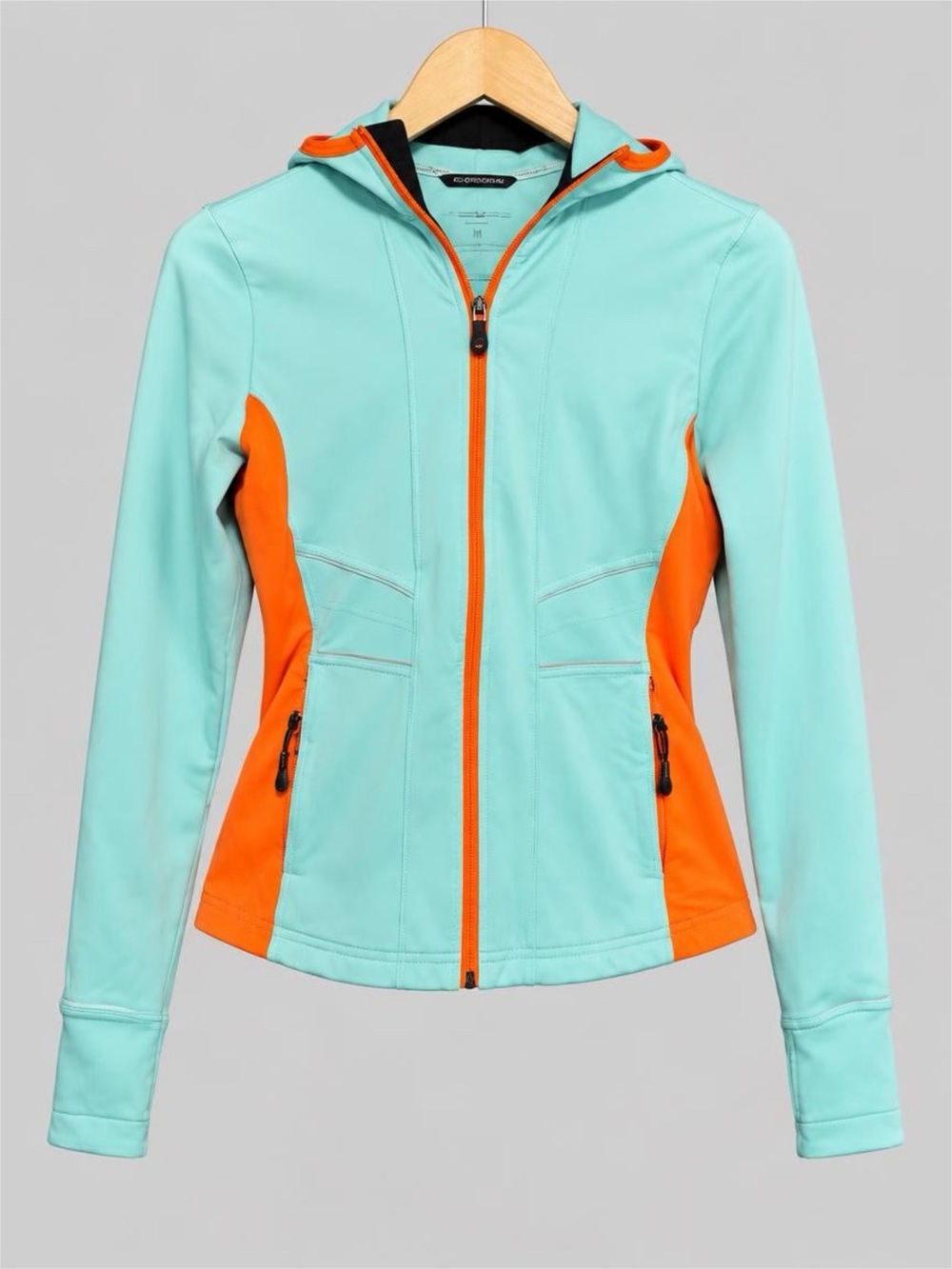 Brooks Aqua and Orange Hooded Utility Jacket